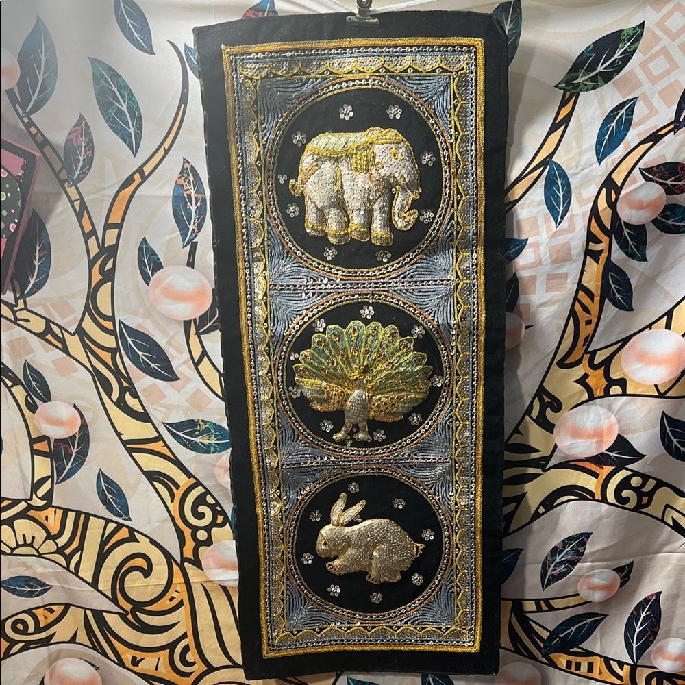 Vintage Burmese Handmade Kalaga Tapestry